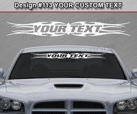 Design #113 Your Text - Custom Personalized Windshield Window Tribal Flame Vinyl Sticker Decal Graphic Banner 36"x4.25"+