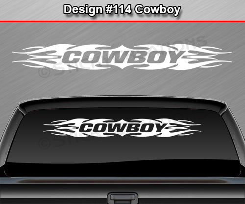 Design #114 Cowboy - Windshield Window Tribal Flame Vinyl Sticker Decal Graphic Banner 36"x4.25"+