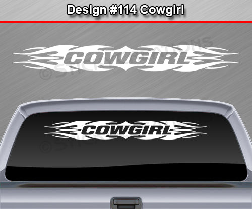 Design #114 Cowgirl - Windshield Window Tribal Flame Vinyl Sticker Decal Graphic Banner 36"x4.25"+