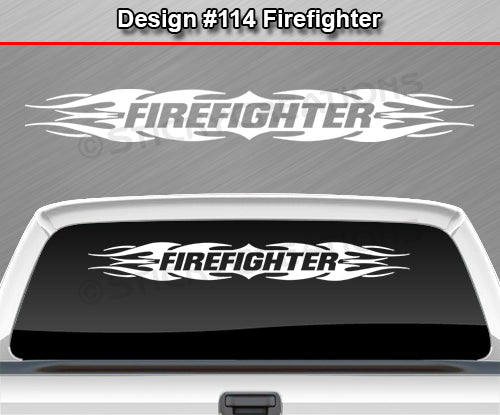 Design #114 Firefighter - Windshield Window Tribal Flame Vinyl Sticker Decal Graphic Banner 36"x4.25"+