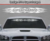 Design #114 Supercharged - Windshield Window Tribal Flame Vinyl Sticker Decal Graphic Banner 36"x4.25"+