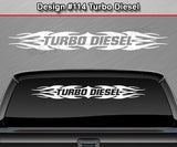 Design #114 Turbo Diesel - Windshield Window Tribal Flame Vinyl Sticker Decal Graphic Banner 36"x4.25"+