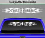 Design #114 Turbo Diesel - Windshield Window Tribal Flame Vinyl Sticker Decal Graphic Banner 36"x4.25"+