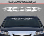 Design #114 Turbocharged - Windshield Window Tribal Flame Vinyl Sticker Decal Graphic Banner 36"x4.25"+