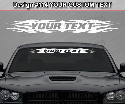 Design #114 Your Text - Custom Personalized Windshield Window Tribal Flame Vinyl Sticker Decal Graphic Banner 36"x4.25"+