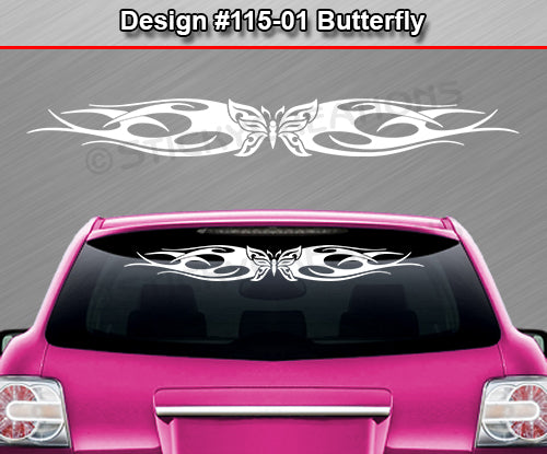 Design #115 Butterfly - Windshield Window Tribal Flame Vinyl Sticker Decal Graphic Banner 36"x4.25"+