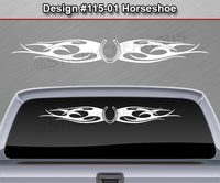 Design #115 Horseshoe - Windshield Window Tribal Flames Vinyl Sticker Decal Graphic Banner 36"x4.25"+