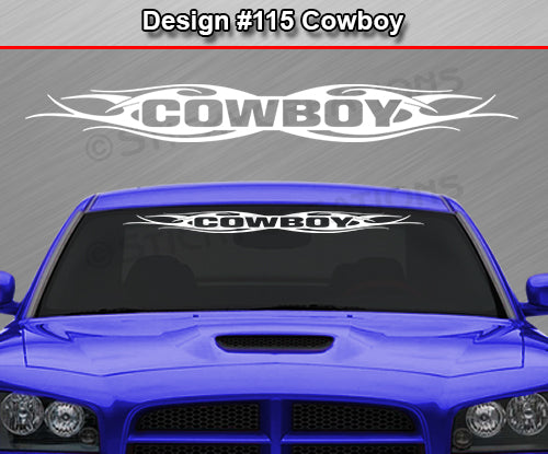 Design #115 Cowboy - Windshield Window Tribal Flame Vinyl Sticker Decal Graphic Banner 36"x4.25"+