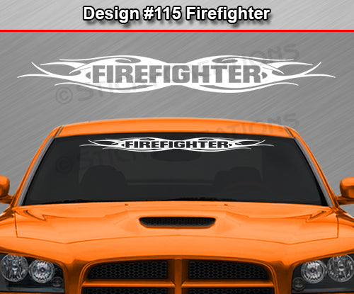 Design #115 Firefighter - Windshield Window Tribal Flame Vinyl Sticker Decal Graphic Banner 36"x4.25"+