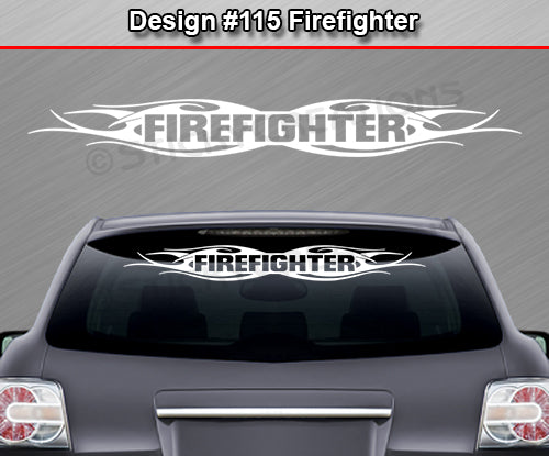 Design #115 Firefighter - Windshield Window Tribal Flame Vinyl Sticker Decal Graphic Banner 36"x4.25"+