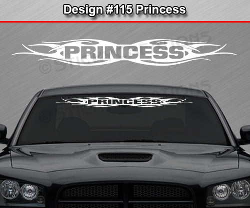 Design #115 Princess - Windshield Window Tribal Flame Vinyl Sticker Decal Graphic Banner 36"x4.25"+