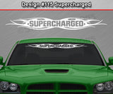 Design #115 Supercharged - Windshield Window Tribal Flame Vinyl Sticker Decal Graphic Banner 36"x4.25"+