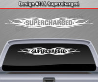 Design #115 Supercharged - Windshield Window Tribal Flame Vinyl Sticker Decal Graphic Banner 36"x4.25"+