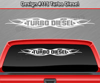 Design #115 Turbo Diesel - Windshield Window Tribal Flame Vinyl Sticker Decal Graphic Banner 36"x4.25"+