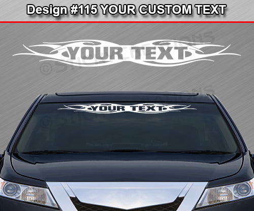Design #115 Your Text - Custom Personalized Windshield Window Tribal Flame Vinyl Sticker Decal Graphic Banner 36"x4.25"+