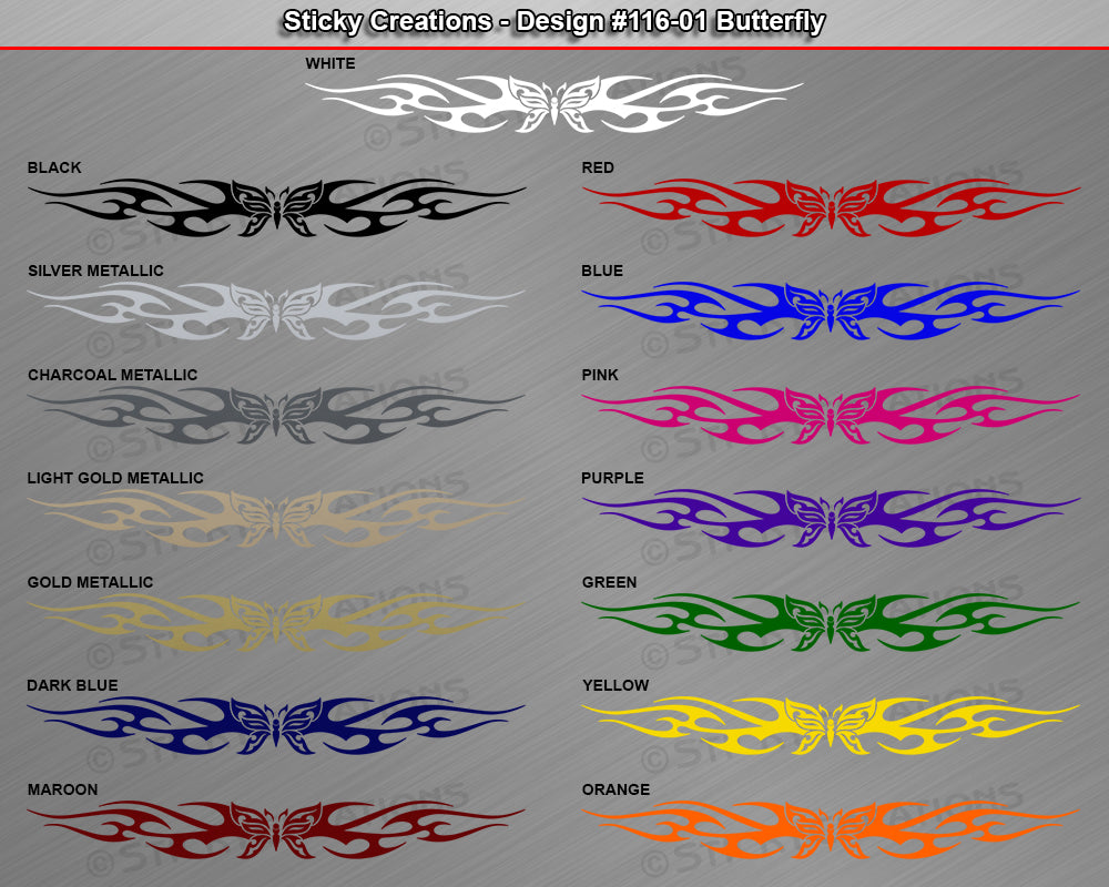 Design #116 Butterfly - Windshield Window Tribal Flame Vinyl Sticker Decal Graphic Banner 36"x4.25"+
