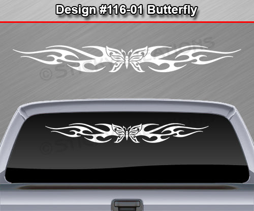Design #116 Butterfly - Windshield Window Tribal Flame Vinyl Sticker Decal Graphic Banner 36"x4.25"+