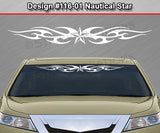 Design #116 Nautical Star - Windshield Window Tribal Flame Vinyl Sticker Decal Graphic Banner 36"x4.25"+