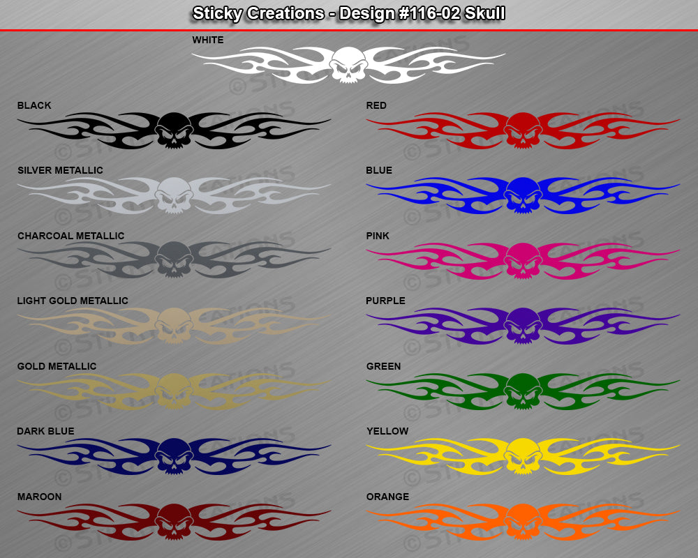 Design #116 Skull - Windshield Window Tribal Flame Vinyl Sticker Decal Graphic Banner 36"x4.25"+