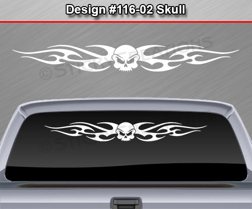 Design #116 Skull - Windshield Window Tribal Flame Vinyl Sticker Decal Graphic Banner 36"x4.25"+