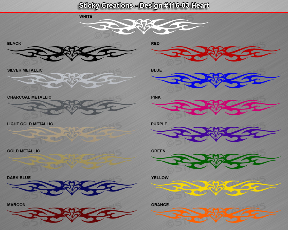 Design #116 Heart - Windshield Window Tribal Flame Vinyl Sticker Decal Graphic Banner 36"x4.25"+