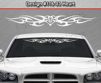 Design #116 Heart - Windshield Window Tribal Flame Vinyl Sticker Decal Graphic Banner 36"x4.25"+