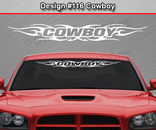 Design #116 Cowboy - Windshield Window Tribal Flame Vinyl Sticker Decal Graphic Banner 36"x4.25"+