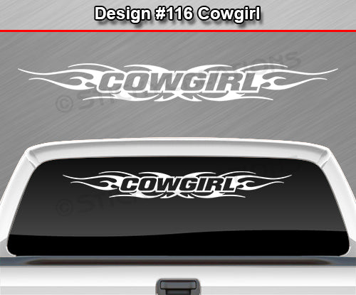 Design #116 Cowgirl - Windshield Window Tribal Flame Vinyl Sticker Decal Graphic Banner 36"x4.25"+