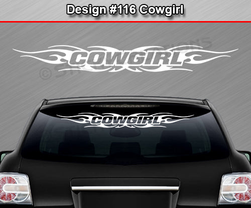 Design #116 Cowgirl - Windshield Window Tribal Flame Vinyl Sticker Decal Graphic Banner 36"x4.25"+