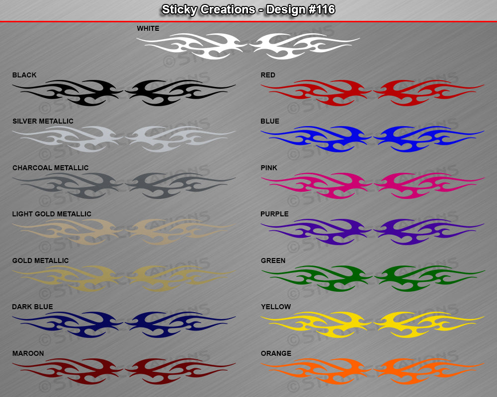 Design #116 - 36"x4.25" + Windshield Window Tribal Flame Vinyl Sticker Decal Graphic Banner