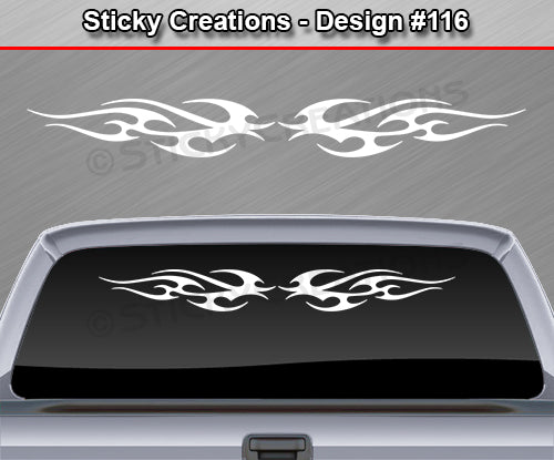 Design #116 - 36"x4.25" + Windshield Window Tribal Flame Vinyl Sticker Decal Graphic Banner