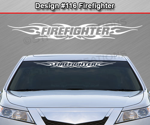 Design #116 Firefighter - Windshield Window Tribal Flame Vinyl Sticker Decal Graphic Banner 36"x4.25"+