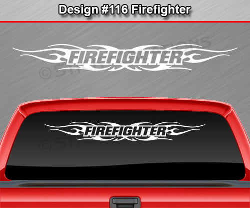Design #116 Firefighter - Windshield Window Tribal Flame Vinyl Sticker Decal Graphic Banner 36"x4.25"+