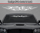 Design #116 Jesus Is Lord - Windshield Window Tribal Flame Vinyl Sticker Decal Graphic Banner 36"x4.25"+