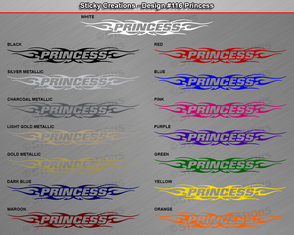 Design #116 Princess - Windshield Window Tribal Flame Vinyl Sticker Decal Graphic Banner 36"x4.25"+