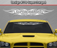Design #116 Supercharged - Windshield Window Tribal Flame Vinyl Sticker Decal Graphic Banner 36"x4.25"+