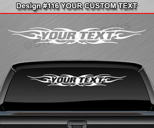 Design #116 Your Text - Custom Personalized Windshield Window Tribal Flame Vinyl Sticker Decal Graphic Banner 36"x4.25"+