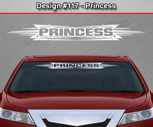 Design #117 Princess - Windshield Window Tribal Accent Vinyl Sticker Decal Graphic Banner 36"x4.25"+