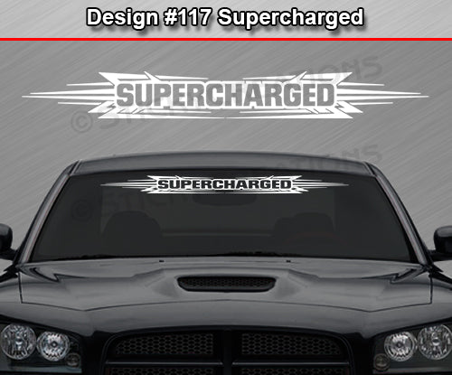 Design #117 Supercharged - Windshield Window Tribal Accent Vinyl Sticker Decal Graphic Banner 36"x4.25"+
