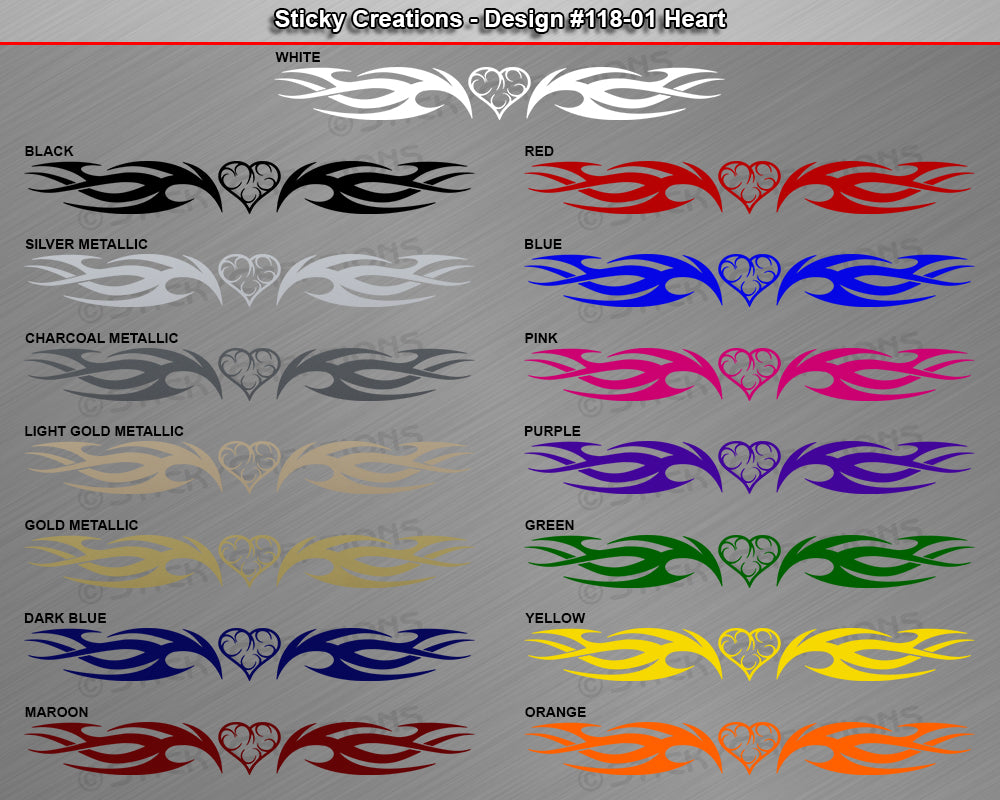 Design #118 Heart - Windshield Window Tribal Flame Vinyl Sticker Decal Graphic Banner 36"x4.25"+