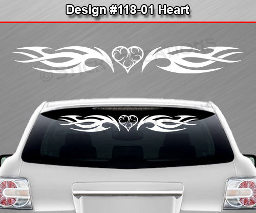 Design #118 Heart - Windshield Window Tribal Flame Vinyl Sticker Decal Graphic Banner 36"x4.25"+