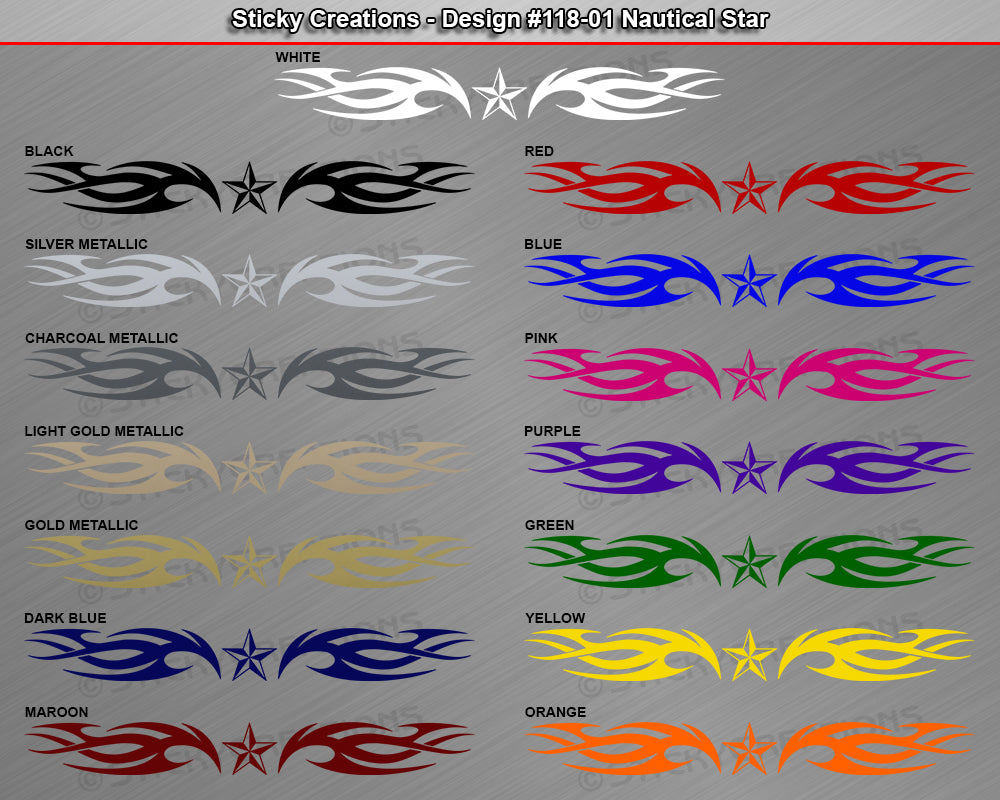 Design #118 Nautical Star - Windshield Window Tribal Blade Vinyl Sticker Decal Graphic Banner 36"x4.25"+