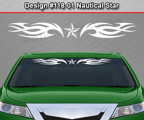 Design #118 Nautical Star - Windshield Window Tribal Blade Vinyl Sticker Decal Graphic Banner 36"x4.25"+