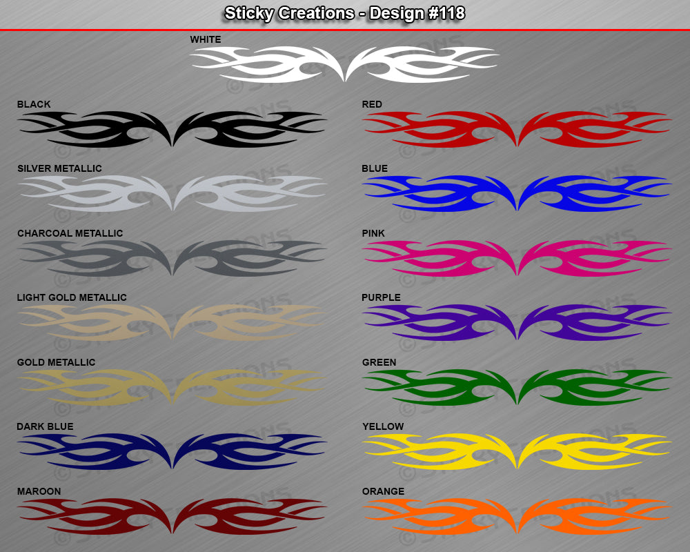 Design #118 - 36"x4.25" + Windshield Window Tribal Flame Vinyl Sticker Decal Graphic Banner