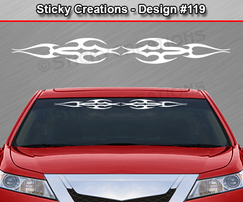 Design #119 - 36"x4.25" + Windshield Window Tribal Flame Vinyl Sticker Decal Graphic Banner