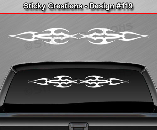 Design #119 - 36"x4.25" + Windshield Window Tribal Flame Vinyl Sticker Decal Graphic Banner