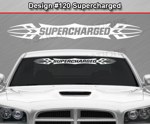 Design #120 Supercharged - Windshield Window Tribal Accent Vinyl Sticker Decal Graphic Banner 36"x4.25"+
