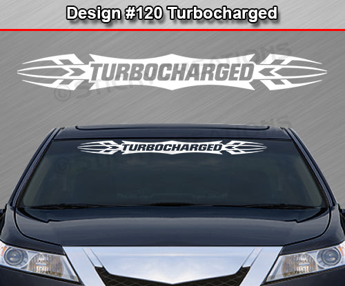 Design #120 Turbocharged - Windshield Window Tribal Accent Vinyl Sticker Decal Graphic Banner 36"x4.25"+