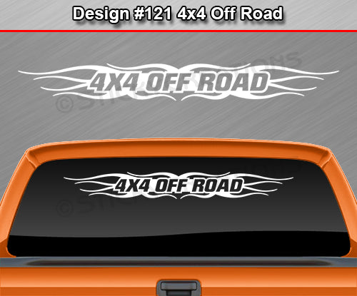 Design #121 4x4 Off Road - Windshield Window Tribal Flame Vinyl Sticker Decal Graphic Banner Truck 36"x4.25"+
