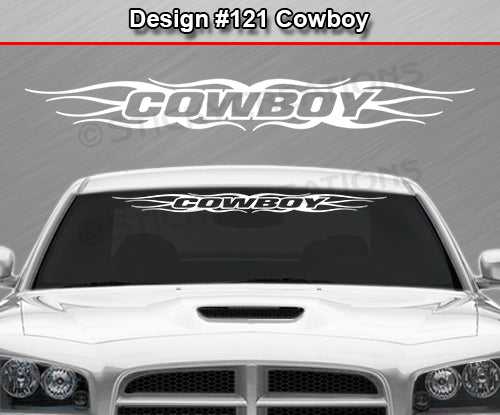 Design #121 Cowboy - Windshield Window Tribal Flame Vinyl Sticker Decal Graphic Banner 36"x4.25"+